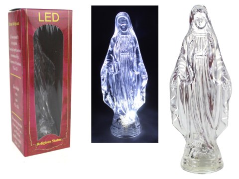 Figurka MARYJA BEZBARWNA led na baterie 15 x 4cm ZIMNY BIAŁY SN51029-B