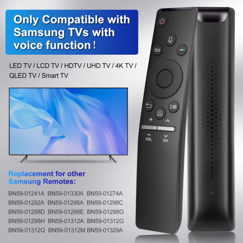 BN59-01298C uniwersalny pilot głosowy do telewizorów Samsung, Samsung Smart TV LED QLED 4K 8K Crystal UHD HDR BN59-01298C uniwersalny pilot głosowy do telewizorów Samsung, Samsung Smart TV LED QLED 4K 8K Crystal UHD HDR