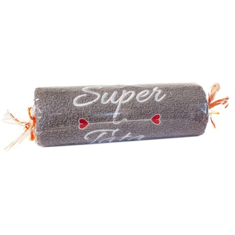 Ręcznik szary cukierek z haftem "Super Tata" Ręcznik szary cukierek z haftem "Super Tata"