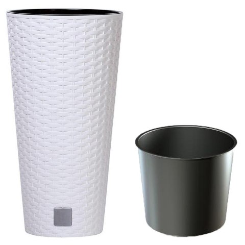 Doniczka z wkładem rattan RATO Tubus 25xh48 cm biała Doniczka z wkładem rattan RATO Tubus 25xh48 cm biała