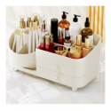Organizer na pędzle, kosmetyki, obrotowy z szufladkami, kremowy 31 x 14,5 x 11,6 cm CB66