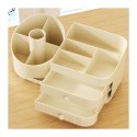 Organizer na pędzle, kosmetyki, obrotowy z szufladkami, kremowy 31 x 14,5 x 11,6 cm CB66