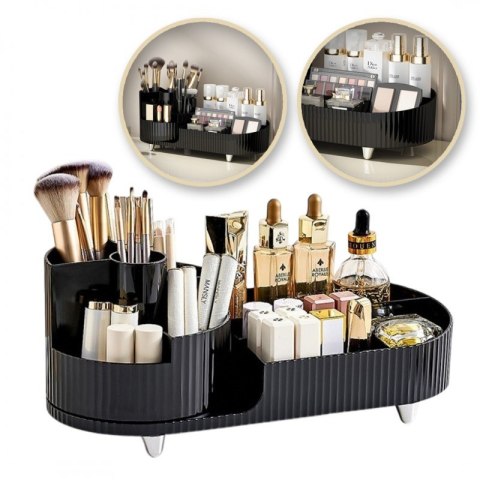 Organizer na pędzle, kosmetyki, ryflowany obrotowy czarny 34,5x14,7x14,3 cm CB56CZ Organizer na pędzle, kosmetyki, ryflowany obrotowy czarny 34,5x14,7x14,3 cm CB56CZ