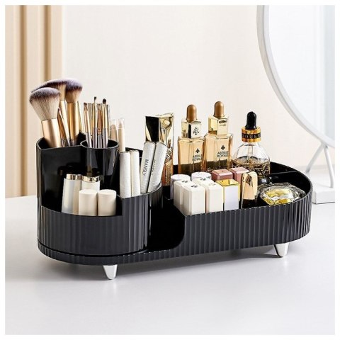 Organizer na pędzle, kosmetyki, ryflowany obrotowy czarny 34,5x14,7x14,3 cm CB56CZ Organizer na pędzle, kosmetyki, ryflowany obrotowy czarny 34,5x14,7x14,3 cm CB56CZ