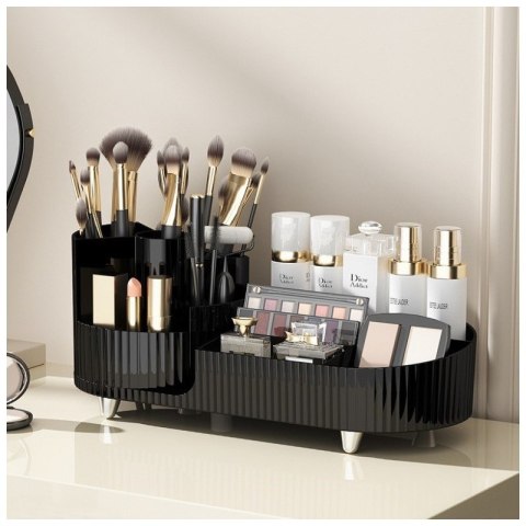 Organizer na pędzle, kosmetyki, ryflowany obrotowy czarny 34,5x14,7x14,3 cm CB56CZ Organizer na pędzle, kosmetyki, ryflowany obrotowy czarny 34,5x14,7x14,3 cm CB56CZ