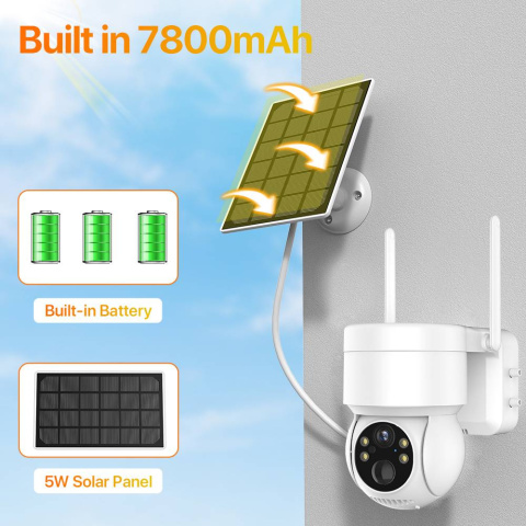 Wbudowana bateria WiFi kamera PTZ 4MP HD zewnętrzna bezprzewodowa kamera IP na energię słoneczną 1080P kamera monitorująca wideo długi czas czuwania iCSee Wbudowana bateria WiFi kamera PTZ 4MP HD zewnętrzna bezprzewodowa kamera IP na energię słoneczną 1080P kamera monitorująca wideo długi czas czuwania iCSee