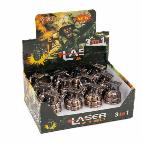 Brelok granat latarka z laserem 12 szt. B-2251 Brelok granat latarka z laserem 12 szt. B-2251