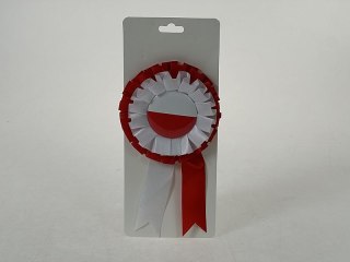 Kotylion biało czerwony Polska 12szt. śred. 8,5cm