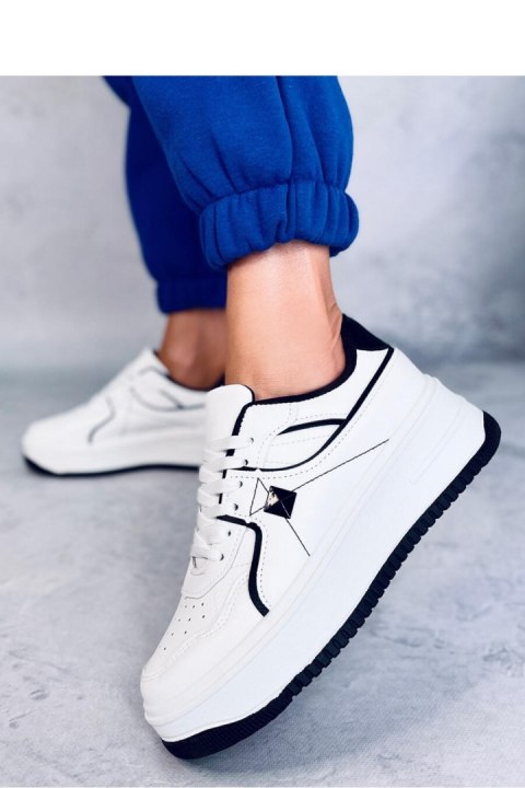 Sneakersy na koturnie HOLMES WHITE/BLACK - Inello Sneakersy na koturnie HOLMES WHITE/BLACK - Inello