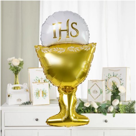 Balon foliowy Kielich z hostią złoto-biały 45cm Balon foliowy Kielich z hostią złoto-biały 45cm