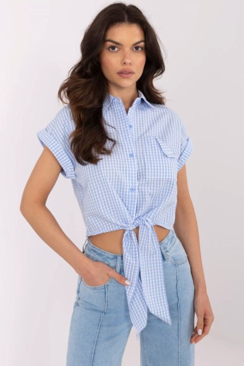 Bluzka Damska Model NM-BZ-KA-01147.62P White/Blue - NM Bluzka Damska Model NM-BZ-KA-01147.62P White/Blue - NM