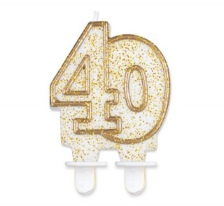 Świeczka cyferka 40 złoty kontur