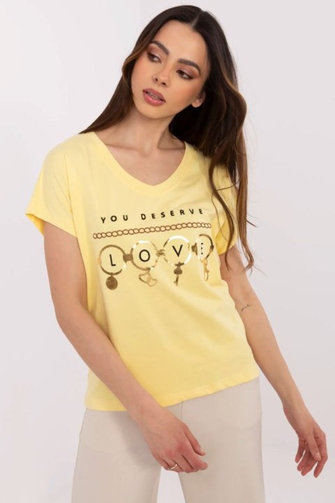 Tshirt Damski Model CLM-TS-1729.86 Yellow - Factory Price Tshirt Damski Model CLM-TS-1729.86 Yellow - Factory Price