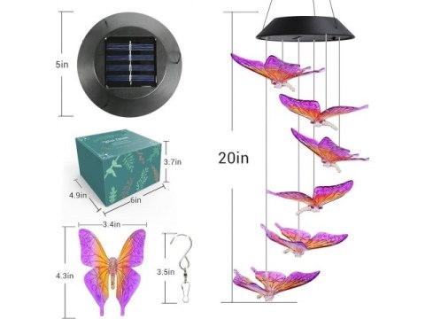 Lampa solarna ogrodowa motyle led 1244