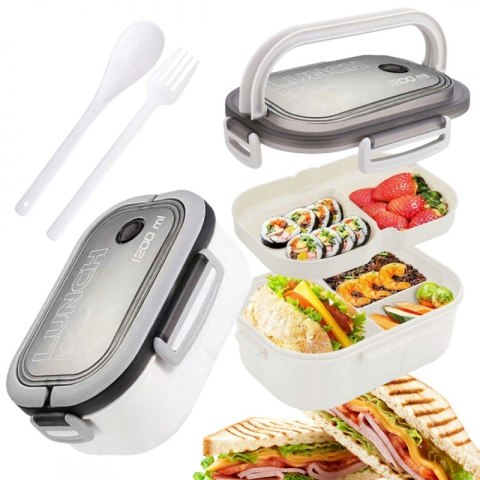 Śniadaniówka LUNCH BOX ze sztućcami 21 x 14,5 x 8cm biały PJM44B Śniadaniówka LUNCH BOX ze sztućcami 21 x 14,5 x 8cm biały PJM44B