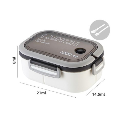 Śniadaniówka LUNCH BOX ze sztućcami 21 x 14,5 x 8cm biały PJM44B Śniadaniówka LUNCH BOX ze sztućcami 21 x 14,5 x 8cm biały PJM44B