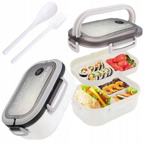Śniadaniówka LUNCH BOX ze sztućcami 21 x 14,5 x 8cm biały PJM44B Śniadaniówka LUNCH BOX ze sztućcami 21 x 14,5 x 8cm biały PJM44B
