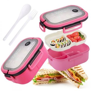 Śniadaniówka LUNCH BOX ze sztućcami 21 x 14,5 x 8cm fuksja PJM44F