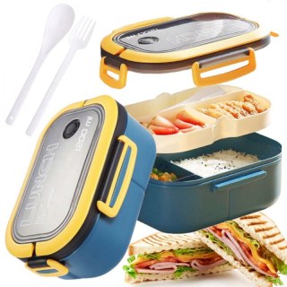 Śniadaniówka LUNCH BOX ze sztućcami 21 x 14,5 x 8cm granat PJM44GRAN