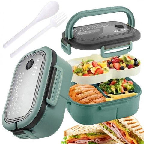 Śniadaniówka LUNCH BOX ze sztućcami 21 x 14,5 x 8cm mięta PJM44M Śniadaniówka LUNCH BOX ze sztućcami 21 x 14,5 x 8cm mięta PJM44M