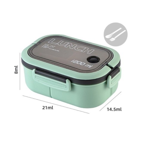 Śniadaniówka LUNCH BOX ze sztućcami 21 x 14,5 x 8cm mięta PJM44M Śniadaniówka LUNCH BOX ze sztućcami 21 x 14,5 x 8cm mięta PJM44M