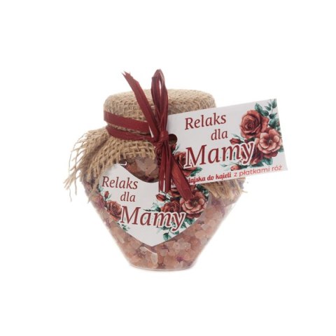 Sól himalajska "Relaks dla Mamy" z płatkami róż, pojemnik serce Sól himalajska "Relaks dla Mamy" z płatkami róż, pojemnik serce
