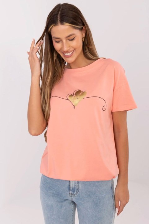 Tshirt Damski Model CLM-TS-1017.03 Coral - Factory Price Tshirt Damski Model CLM-TS-1017.03 Coral - Factory Price