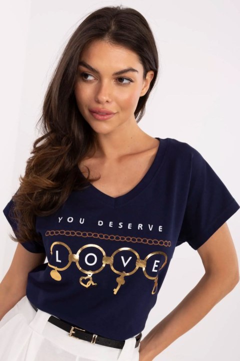 Tshirt Damski Model CLM-TS-1729.86 Navy - Factory Price Tshirt Damski Model CLM-TS-1729.86 Navy - Factory Price