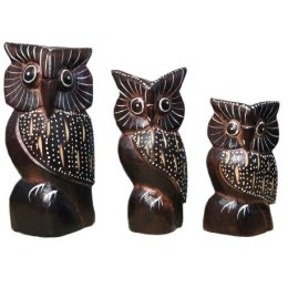 Sowy drewniane 3szt. 15 / 12,5 / 10cm MS31-16