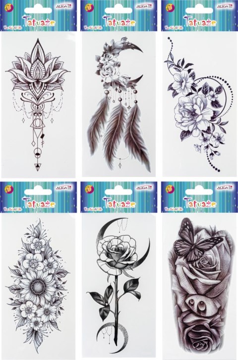 Tatuaże do ciała rozm. 9,5 x 21cm mix wzorów TAT-6768 Tatuaże do ciała rozm. 9,5 x 21cm mix wzorów TAT-6768
