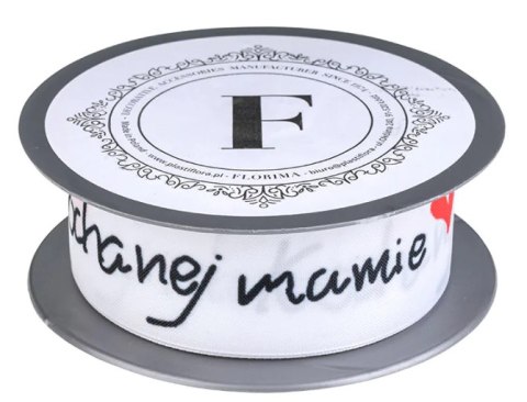 Wstążka biało czerwono czarna 3,5cm x 10mb KOCHANEJ MAMIE - 225592 M Wstążka biało czerwono czarna 3,5cm x 10mb KOCHANEJ MAMIE - 225592 M