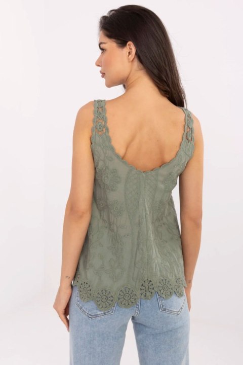 Bluzka Model MI-BZ-8823.73 Khaki - Italy Moda Bluzka Model MI-BZ-8823.73 Khaki - Italy Moda