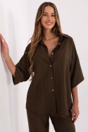 Koszula Damska Model MI-KS-6537.74P Dark Brown - Italy Moda