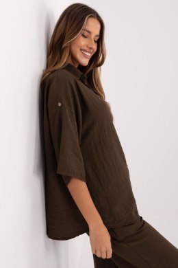 Koszula Damska Model MI-KS-6537.74P Dark Brown - Italy Moda