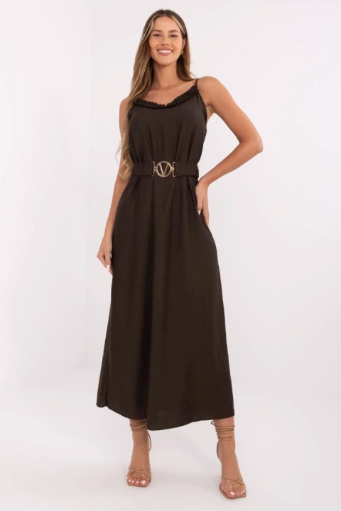 Sukienka Model MI-SK-A6401.00 Dark Brown - Italy Moda Sukienka Model MI-SK-A6401.00 Dark Brown - Italy Moda