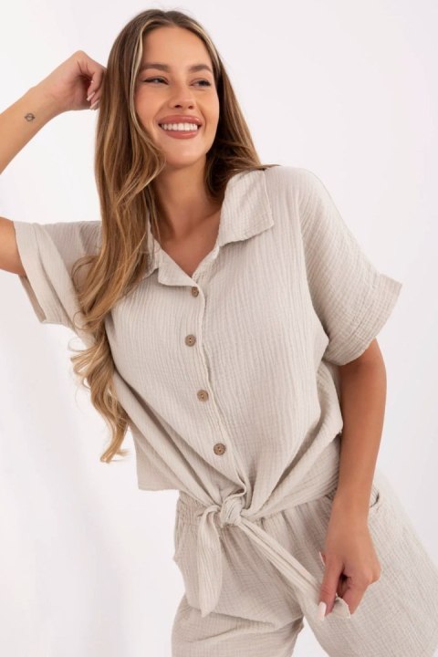 Koszula Damska Model MO-KS-F071.00 Beige - Italy Moda Koszula Damska Model MO-KS-F071.00 Beige - Italy Moda
