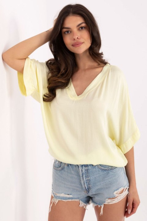 Bluzka Model TW-BZ-BI-3228.75 Light Yellow - Och Bella Bluzka Model TW-BZ-BI-3228.75 Light Yellow - Och Bella