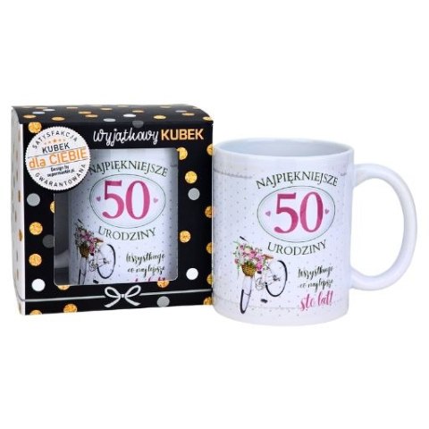 Kubek na 50 urodziny dla kobiety (rower) 3309-UR19-50 Kubek na 50 urodziny dla kobiety (rower) 3309-UR19-50