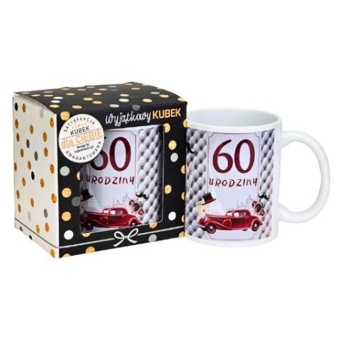 Kubek na 60 urodziny dla mężczyzny (bordowe auto) 3309-UR11-60 Kubek na 60 urodziny dla mężczyzny (bordowe auto) 3309-UR11-60