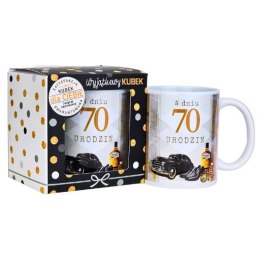 Kubek na 70 urodziny dla mężczyzny (czarne auto) 3309-UR15-70