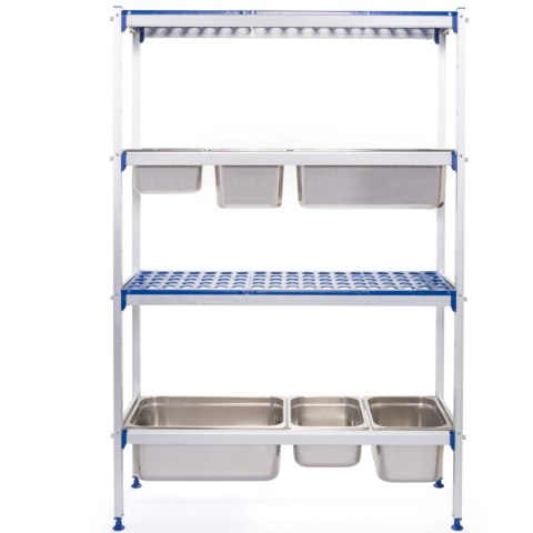 Regał magazynowy gastronomiczny do kuchni aluminiowy na pojemniki GN1/1 szer. 112cm Regał magazynowy gastronomiczny do kuchni aluminiowy na pojemniki GN1/1 szer. 112cm