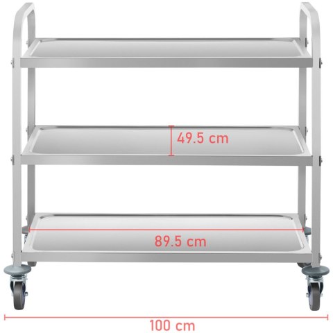 Wózek kelnerski cateringowy 3 półkowy do 150kg ze stali nierdzewnej Royal Catering RCSW 3A Wózek kelnerski cateringowy 3 półkowy do 150kg ze stali nierdzewnej Royal Catering RCSW 3A