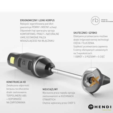 Wydajny mikser blender ręczny z regulacją prędkości 250W Hendi 222157 Wydajny mikser blender ręczny z regulacją prędkości 250W Hendi 222157