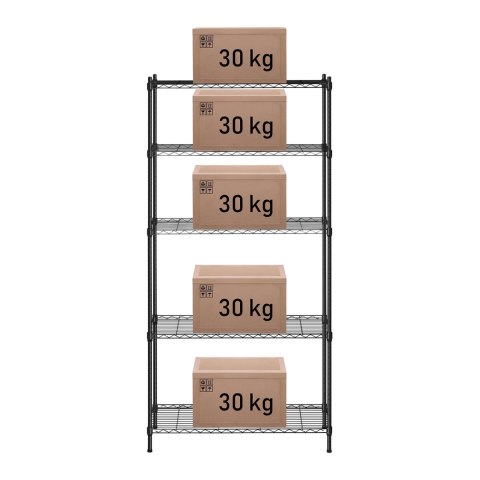 Regał magazynowy druciany ażurowy kolor czarny 180x90x35cm do 150kg Regał magazynowy druciany ażurowy kolor czarny 180x90x35cm do 150kg