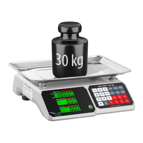 Waga spożywcza sklepowa licząca z pamięcią i funkcją liczenia sztuk SBS-PW-301CB 30kg / 1g Waga spożywcza sklepowa licząca z pamięcią i funkcją liczenia sztuk SBS-PW-301CB 30kg / 1g