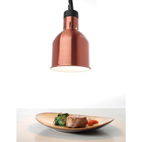 Lampa do podgrzewania potraw - wisząca cylindryczna stożkowa miedziana 250W Lampa do podgrzewania potraw - wisząca cylindryczna stożkowa miedziana 250W