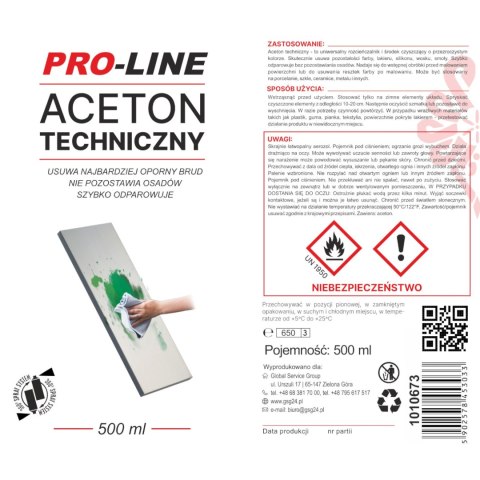 Aceton techniczny 100% w sprayu PRO-LINE spray 500ml Aceton techniczny 100% w sprayu PRO-LINE spray 500ml