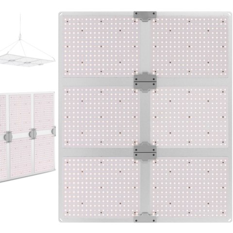 Lampa do uprawy wzrostu roślin pełne spektrum 72 x 60 cm 1404 LED 600 W srebrna Lampa do uprawy wzrostu roślin pełne spektrum 72 x 60 cm 1404 LED 600 W srebrna