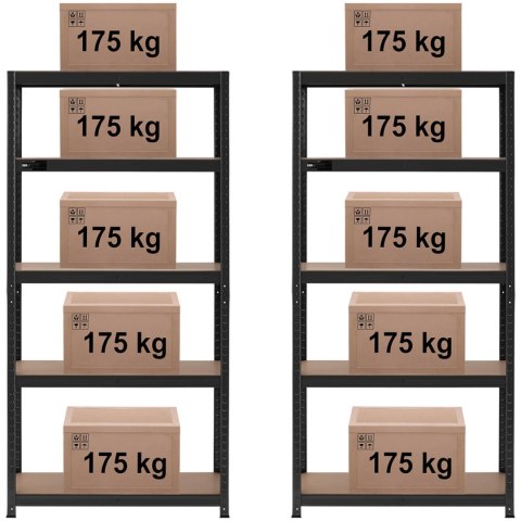 Regał magazynowy metalowy 5 półek 875 kg 90 x 40 x 180 cm szaroniebieski 2 szt. Regał magazynowy metalowy 5 półek 875 kg 90 x 40 x 180 cm szaroniebieski 2 szt.