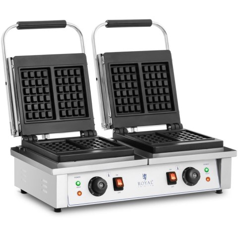 Gofrownica prostokątna podwójna na 4 gofry belgijskie 2 x 2000 W Gofrownica prostokątna podwójna na 4 gofry belgijskie 2 x 2000 W